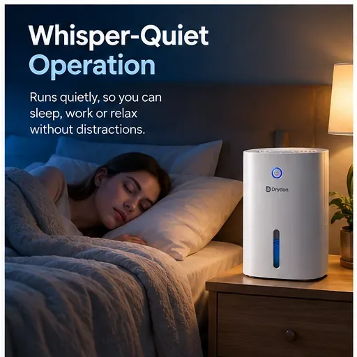 Drydon operating on a bedside table while a woman sleeps